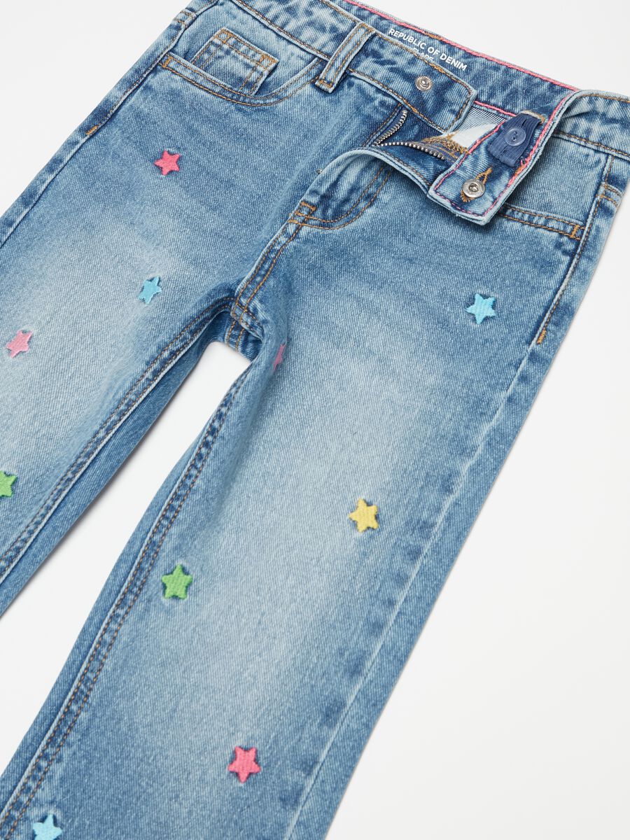 Flare-fit jeans with stars embroidery_2