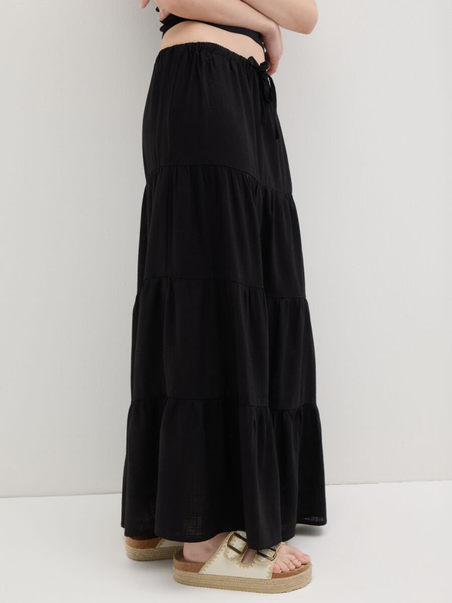 Women's black viscose blend long skirt_2