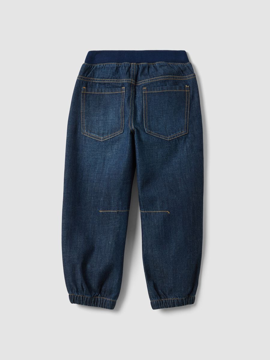 Blue denim joggers in a cotton-viscose blend with elasticated waist, relaxed fit_1