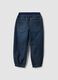 Jogger denim blu in misto cotone e viscosa con vita elasticizzata relaxed fit_1