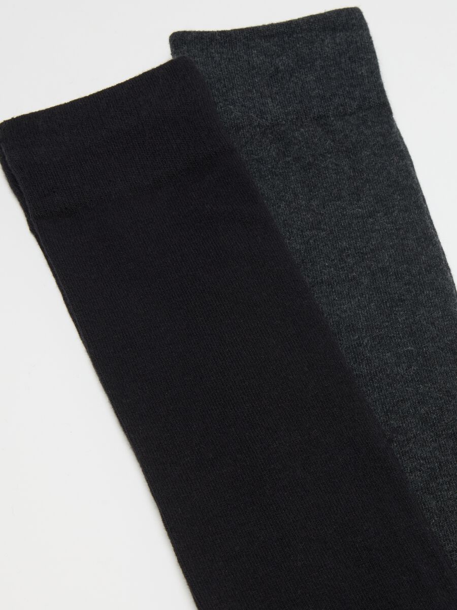 Pack of three long black cotton stretch socks_1