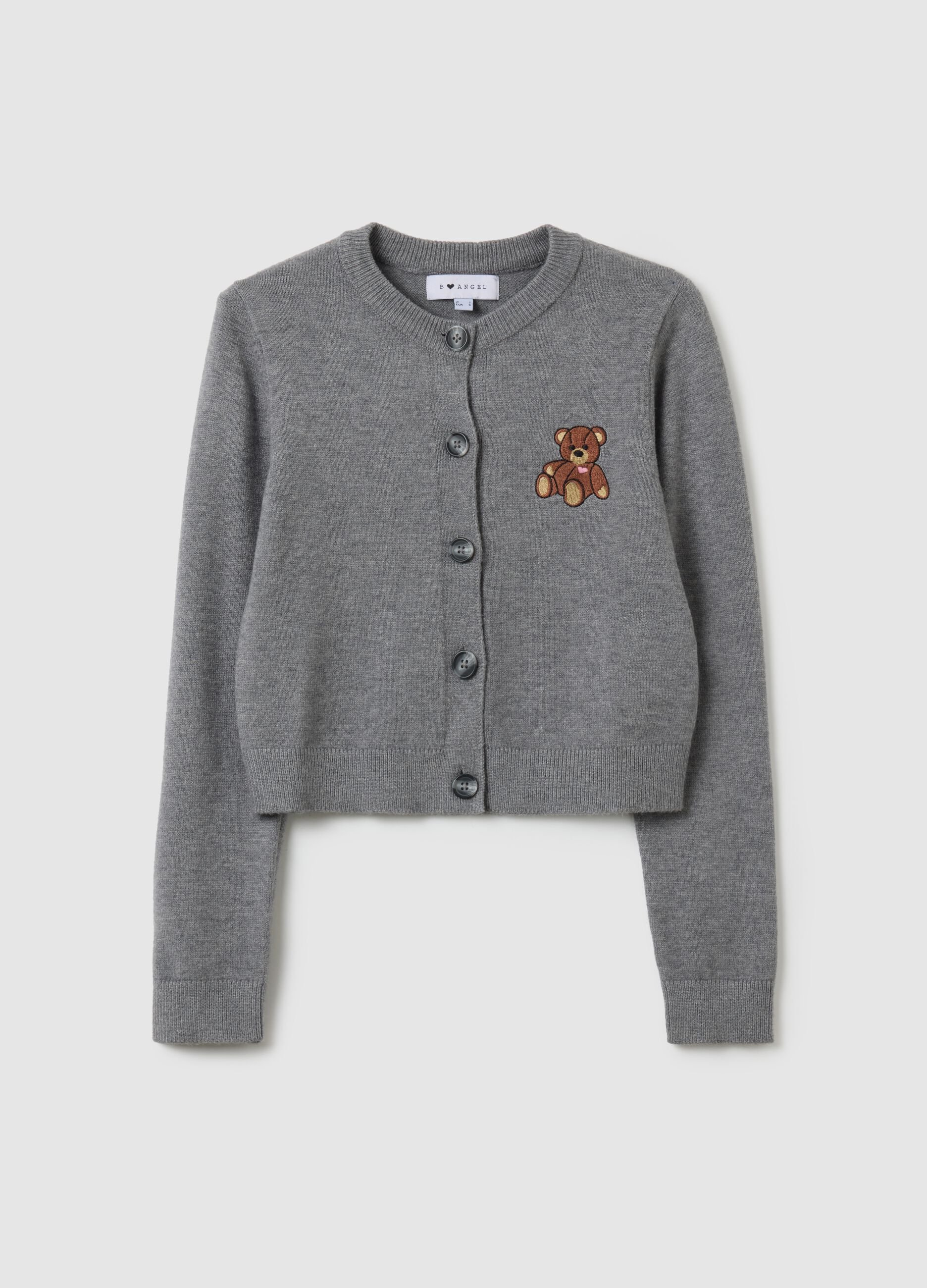 Grey Regular Fit Cardigan with Buttons
