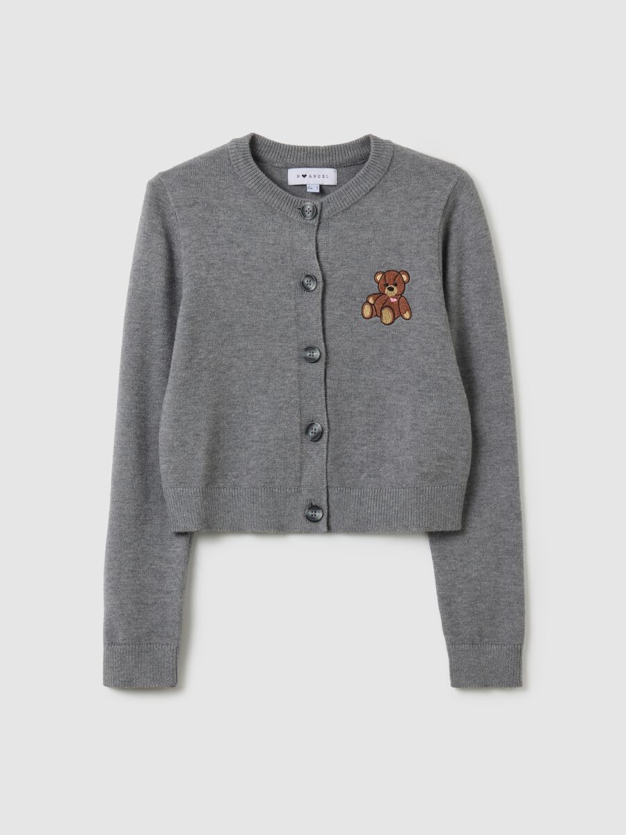 Cardigan grigio regular fit con bottoni_0