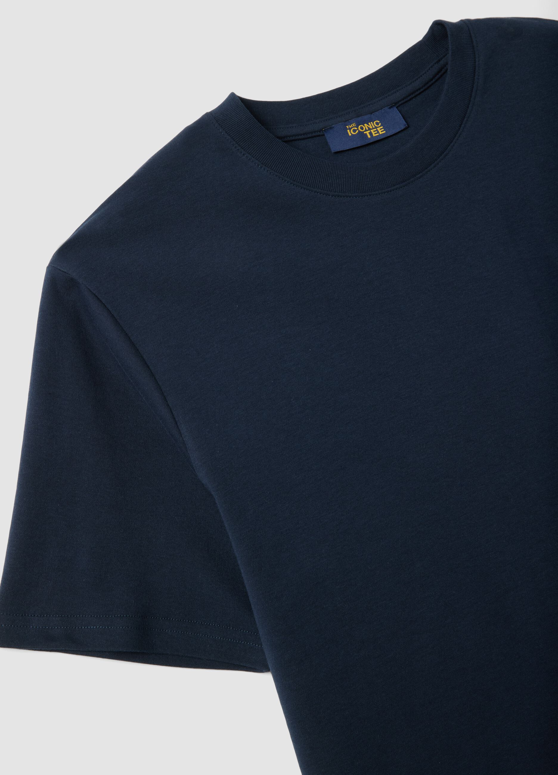 Blue pure cotton short sleeve relaxed fit T-shirt