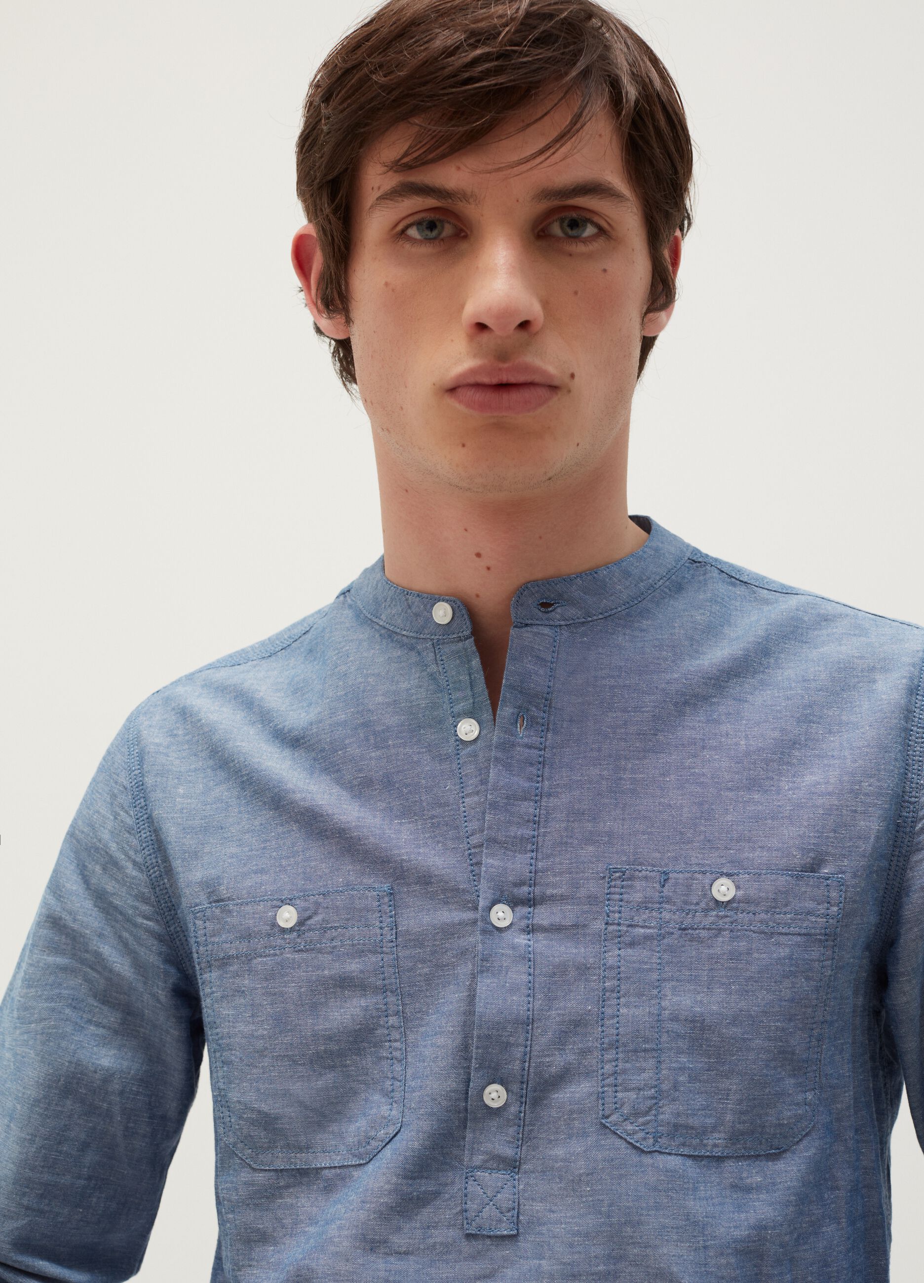 Camicia in cotone e lino coreana_1