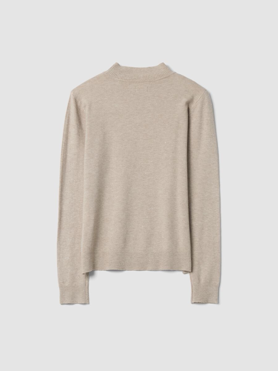 Beige viscose-blend jumper with high neck, regular fit_2