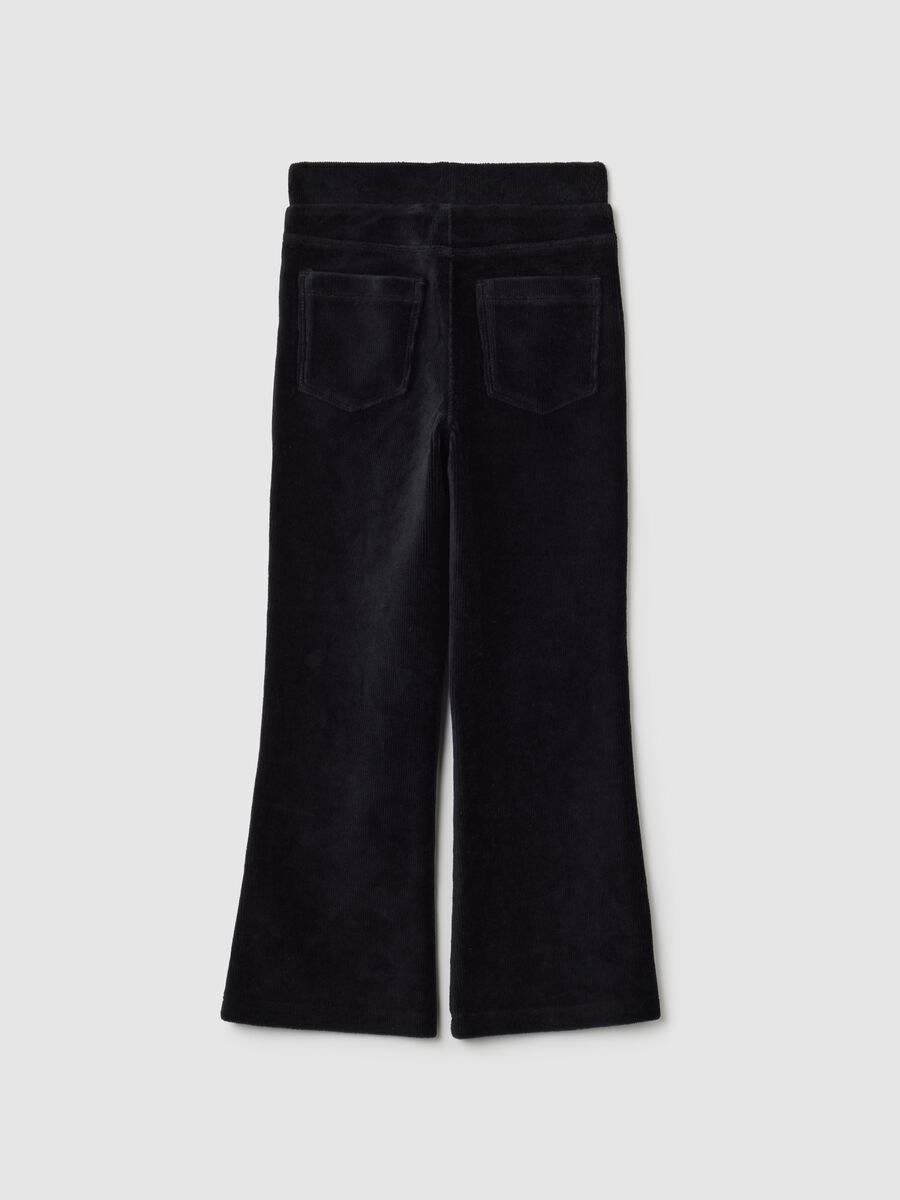 Girls' black cotton blend flare trousers_1