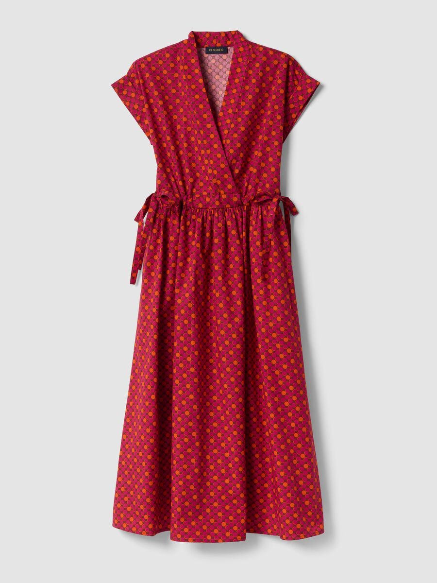 Red pure cotton midi dress with printed pattern_4