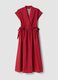 Red pure cotton midi dress with printed pattern_4