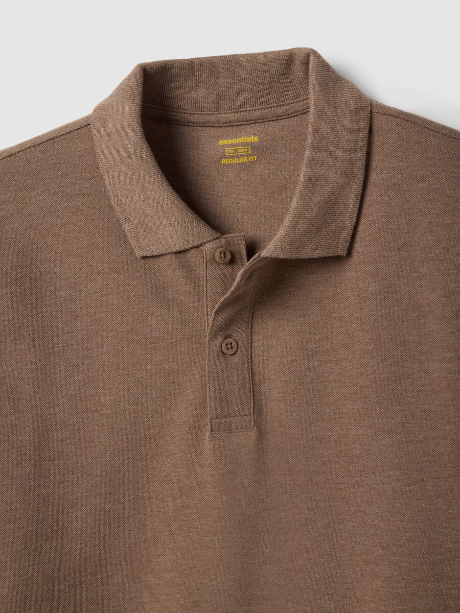 Polo marrone in puro cotone a maniche corte regular fit_5