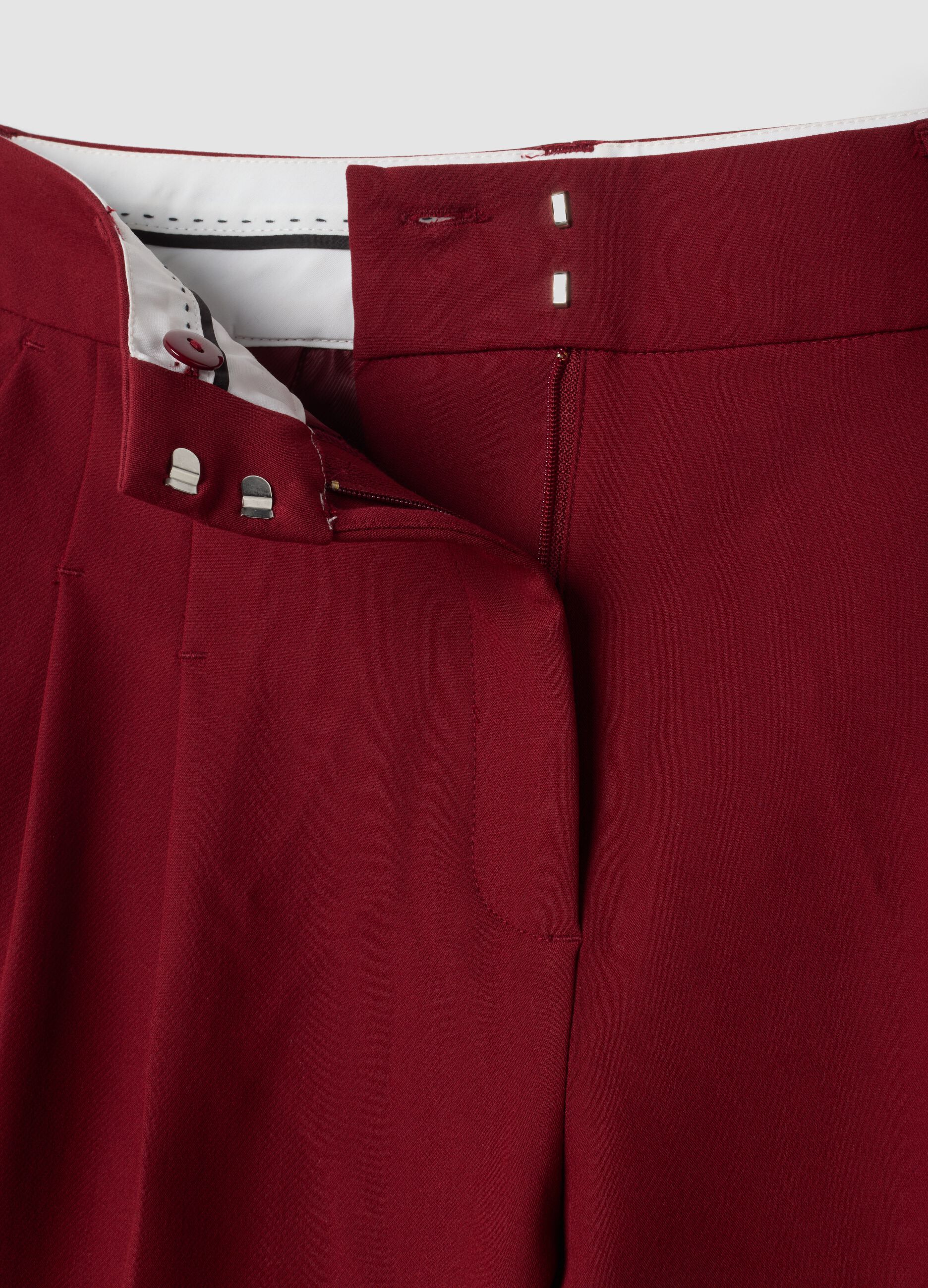 Red wide-leg formal trousers in stretch viscose blend
