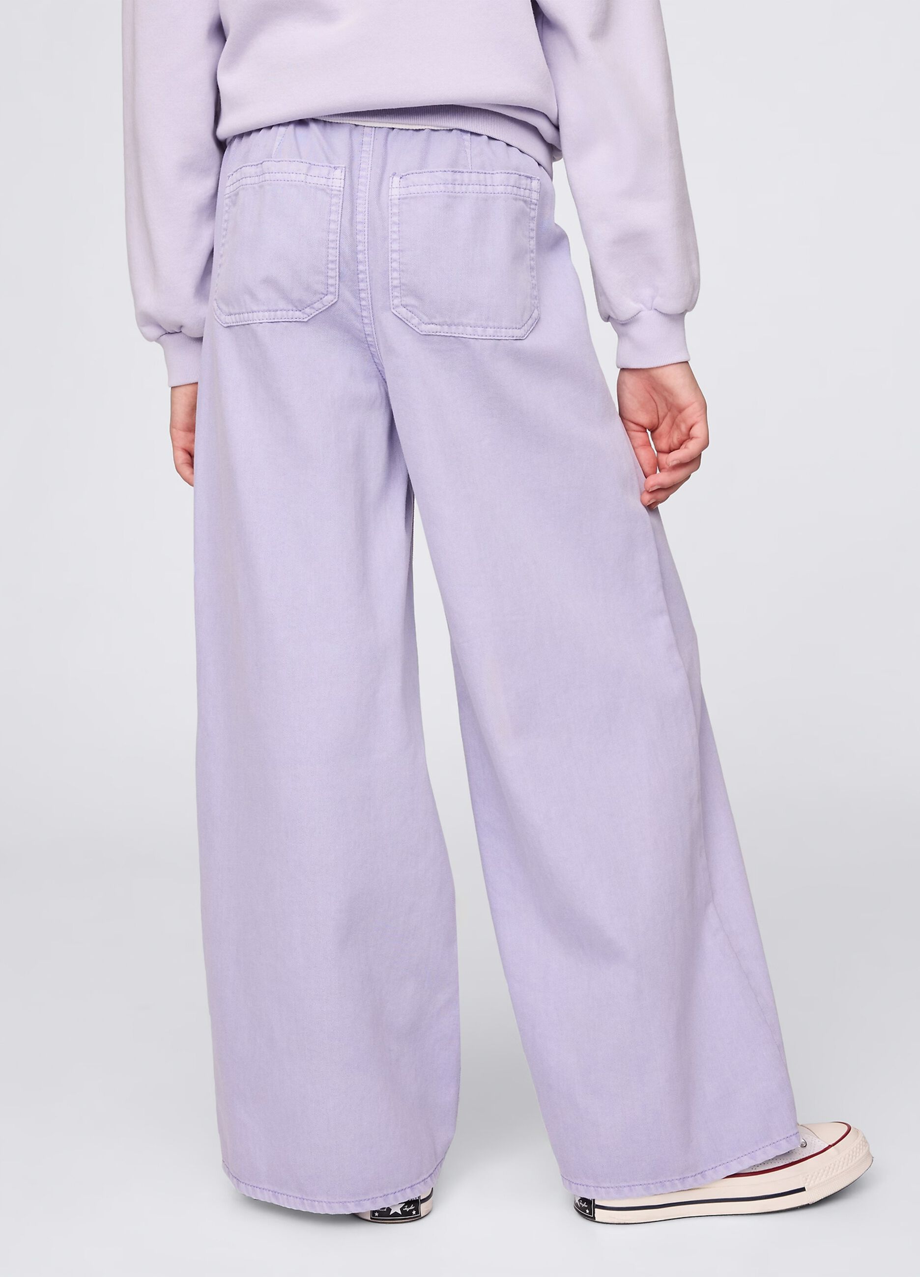 Purple wide-leg trousers with drawstring