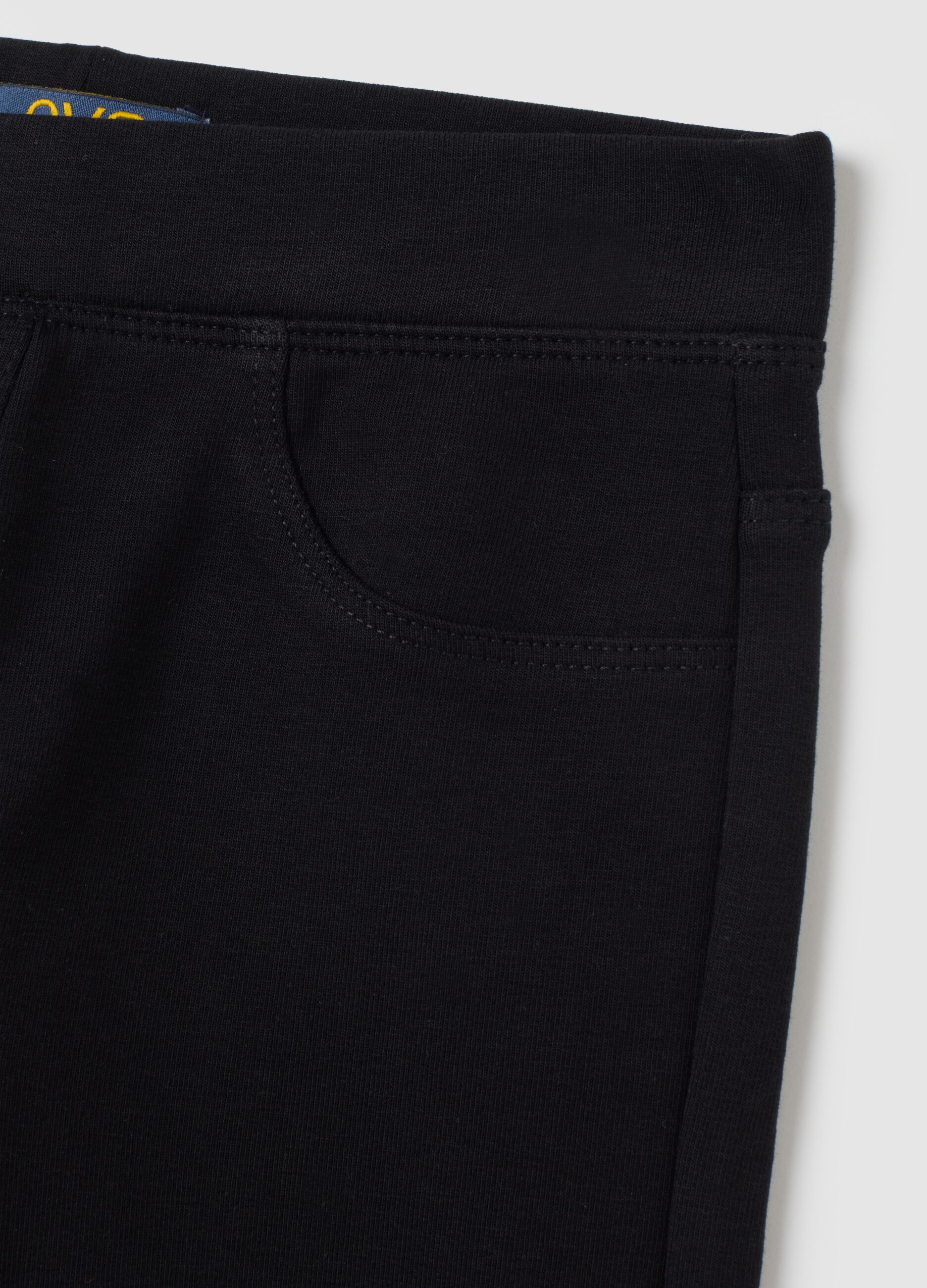 Girls' black cotton leggings regular fit