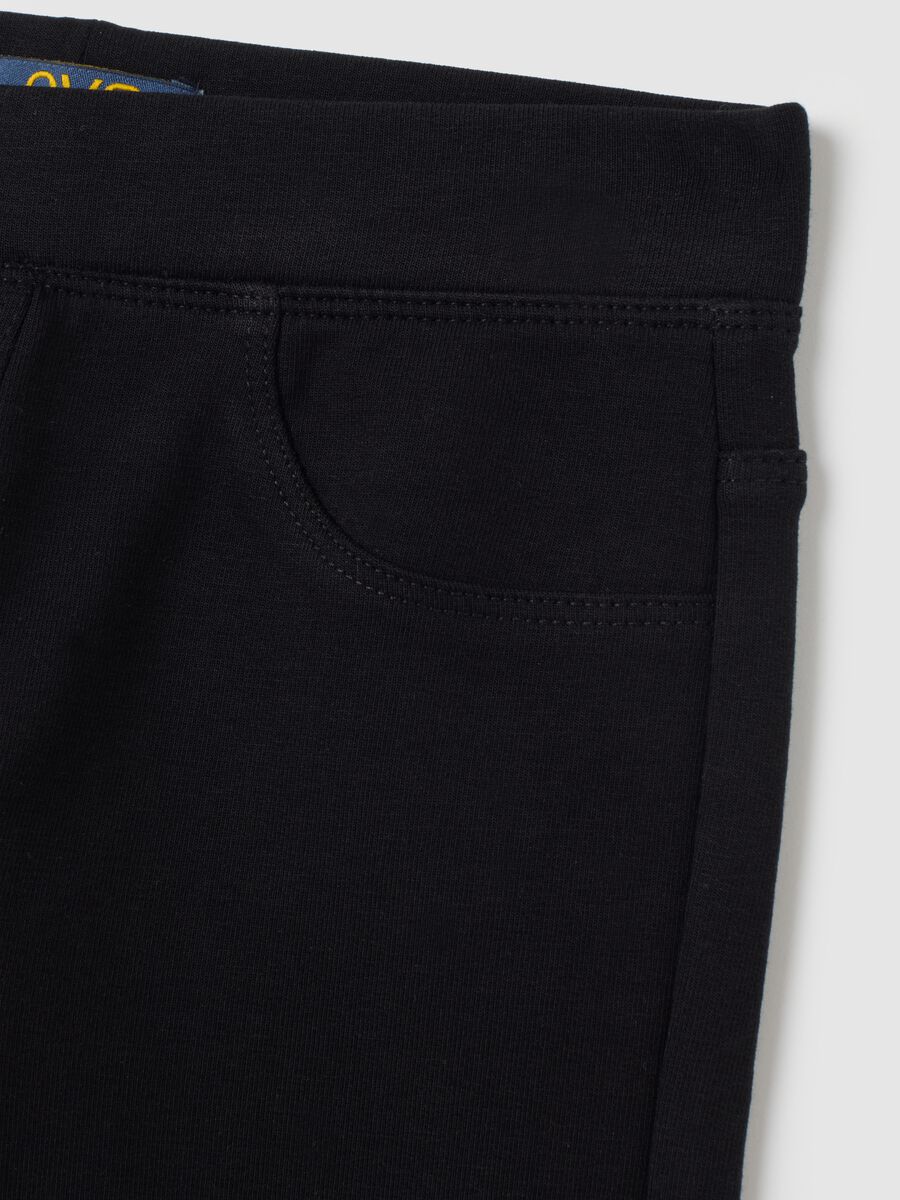 Girls' black cotton leggings regular fit_2