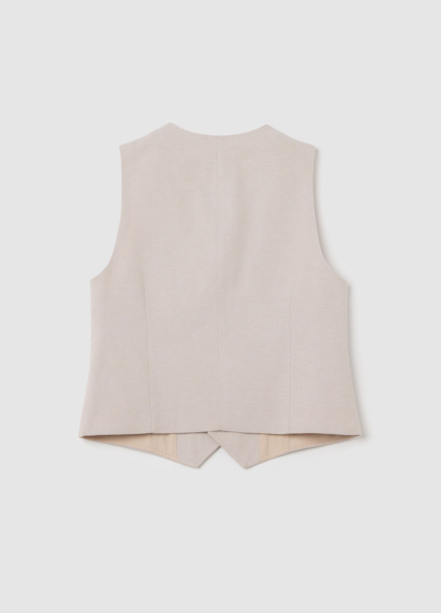 Gilet per ragazzo in puro cotone beige slim fit