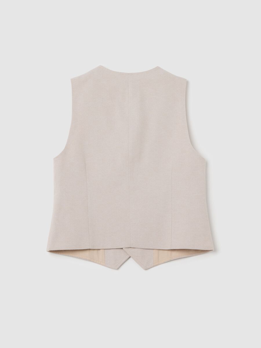 Gilet per ragazzo in puro cotone beige slim fit_4