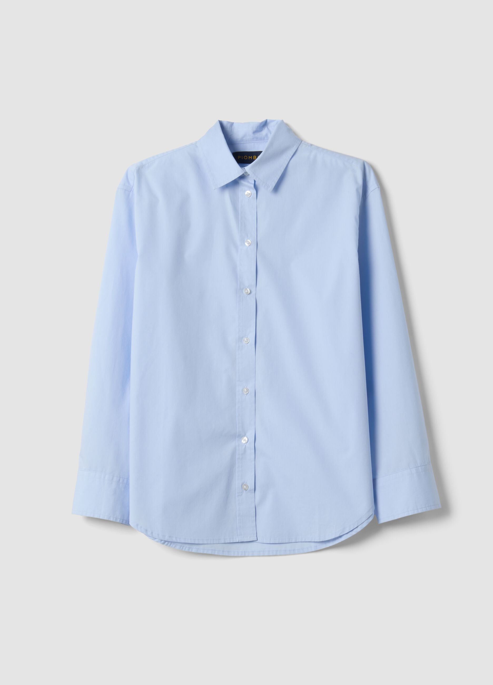 Light blue pure cotton poplin shirt with classic collar, regular fit