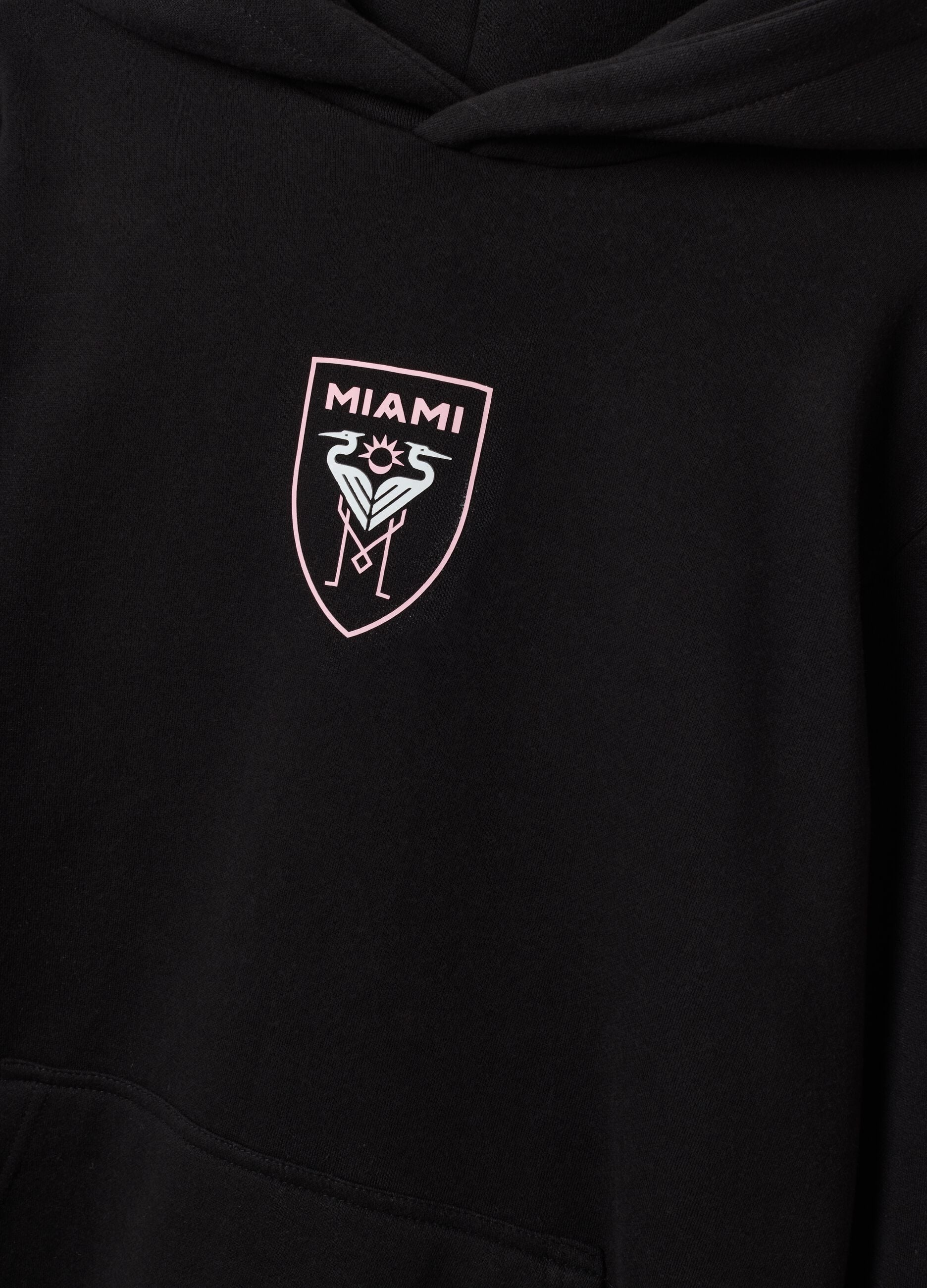 Black cotton-blend hoodie with Inter Miami CF print