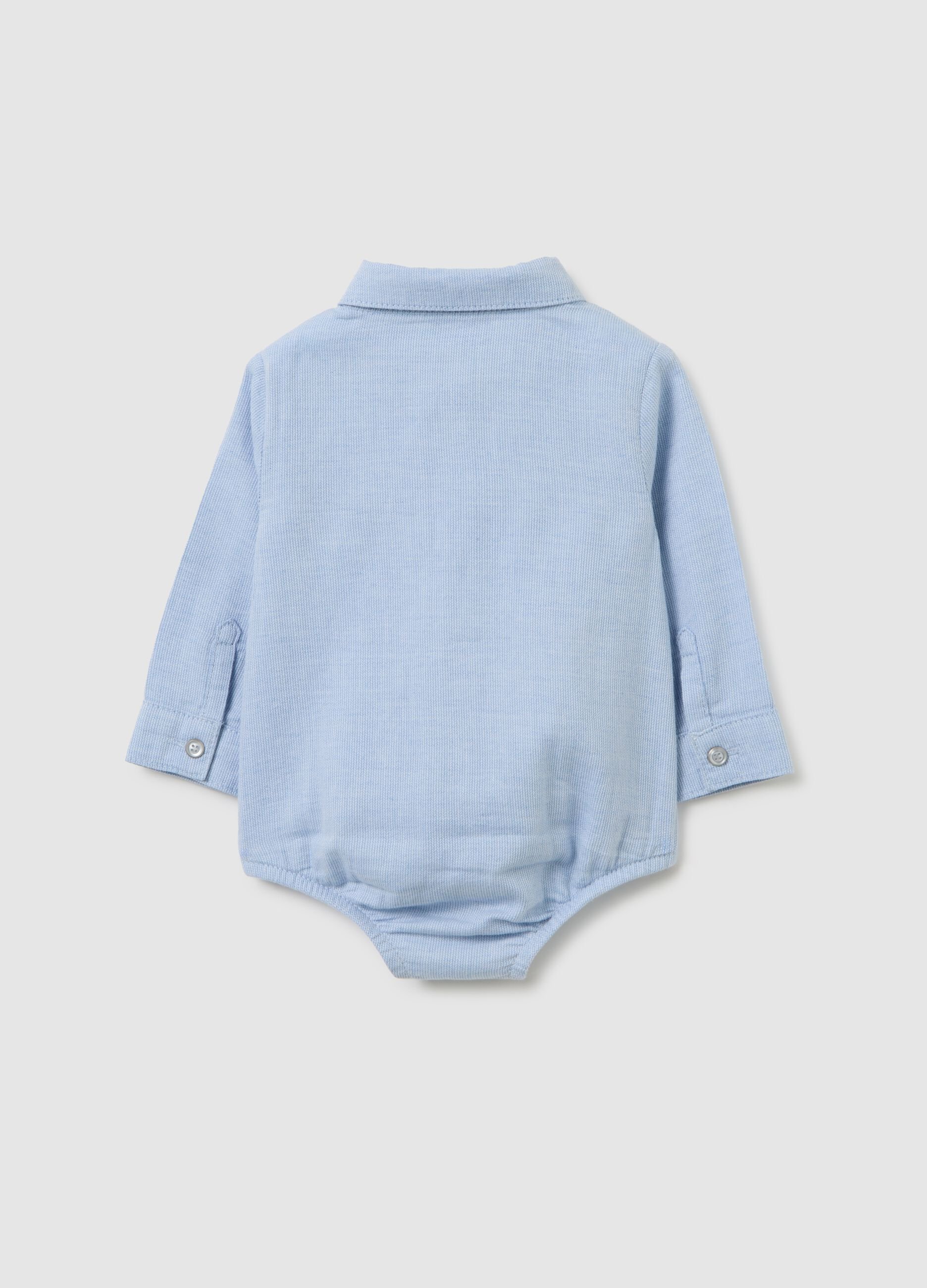 Newborn baby bodysuit in pure blue cotton