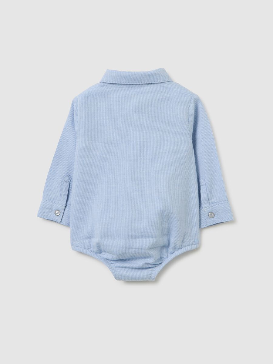 Newborn baby bodysuit in pure blue cotton_1