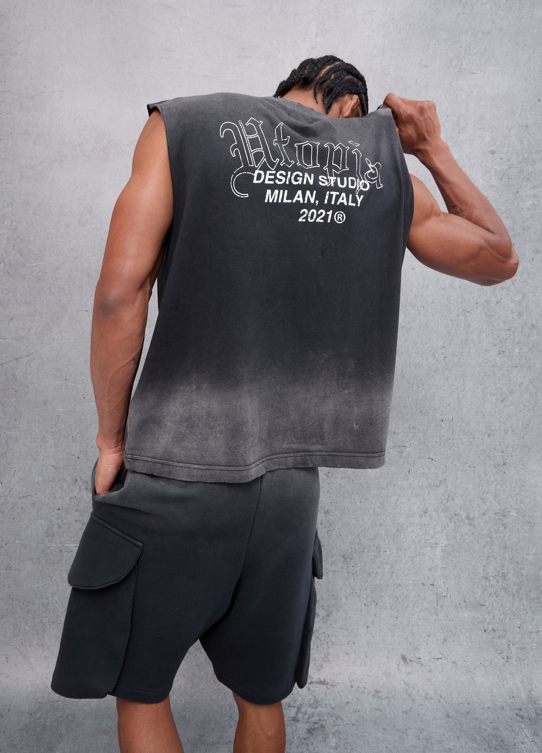 Sunfaded Distressed Tank Top Vintage Black