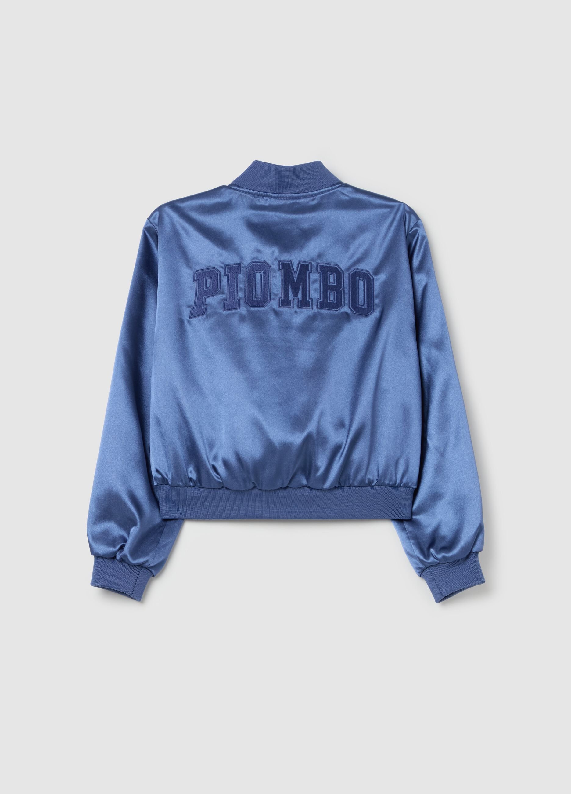 Full-zip bomber in satin