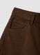 Brown denim pure cotton wide-leg shorts_5
