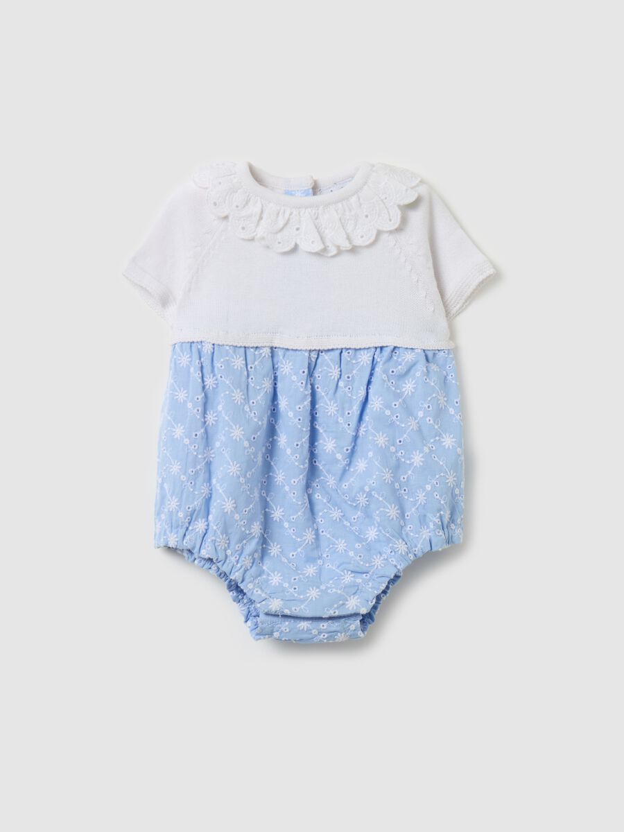 Romper suit in broderie anglaise cotton_0