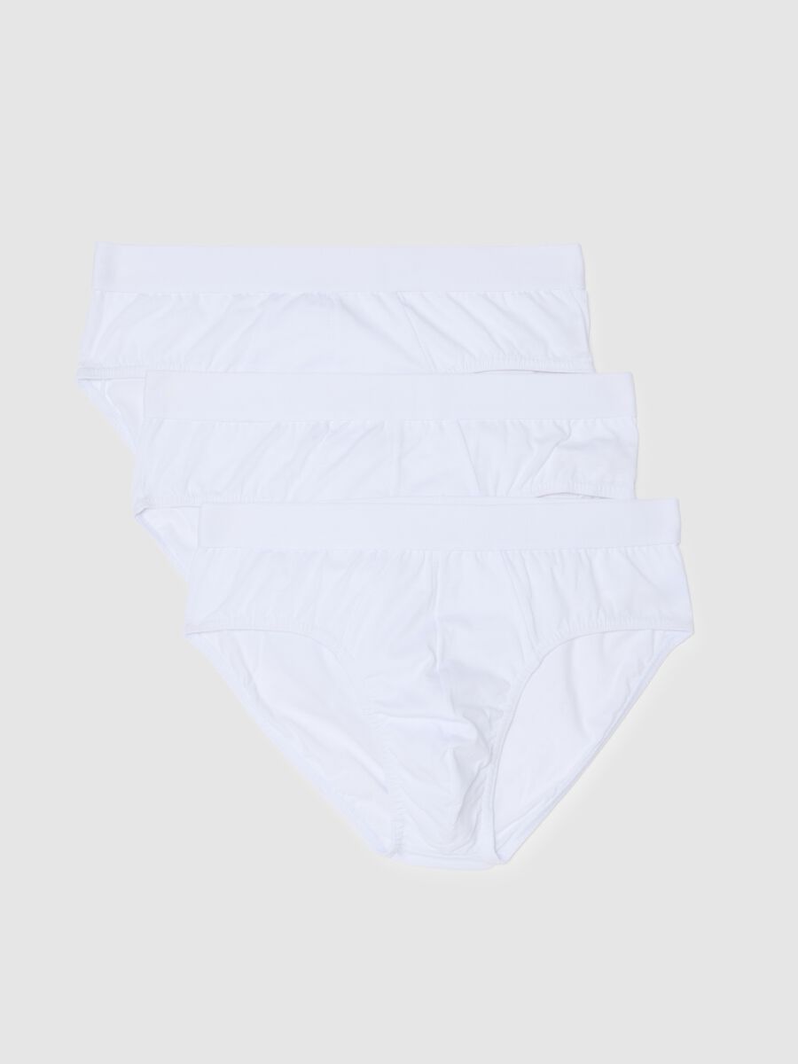 Set of three white cotton briefs with regular fit_0