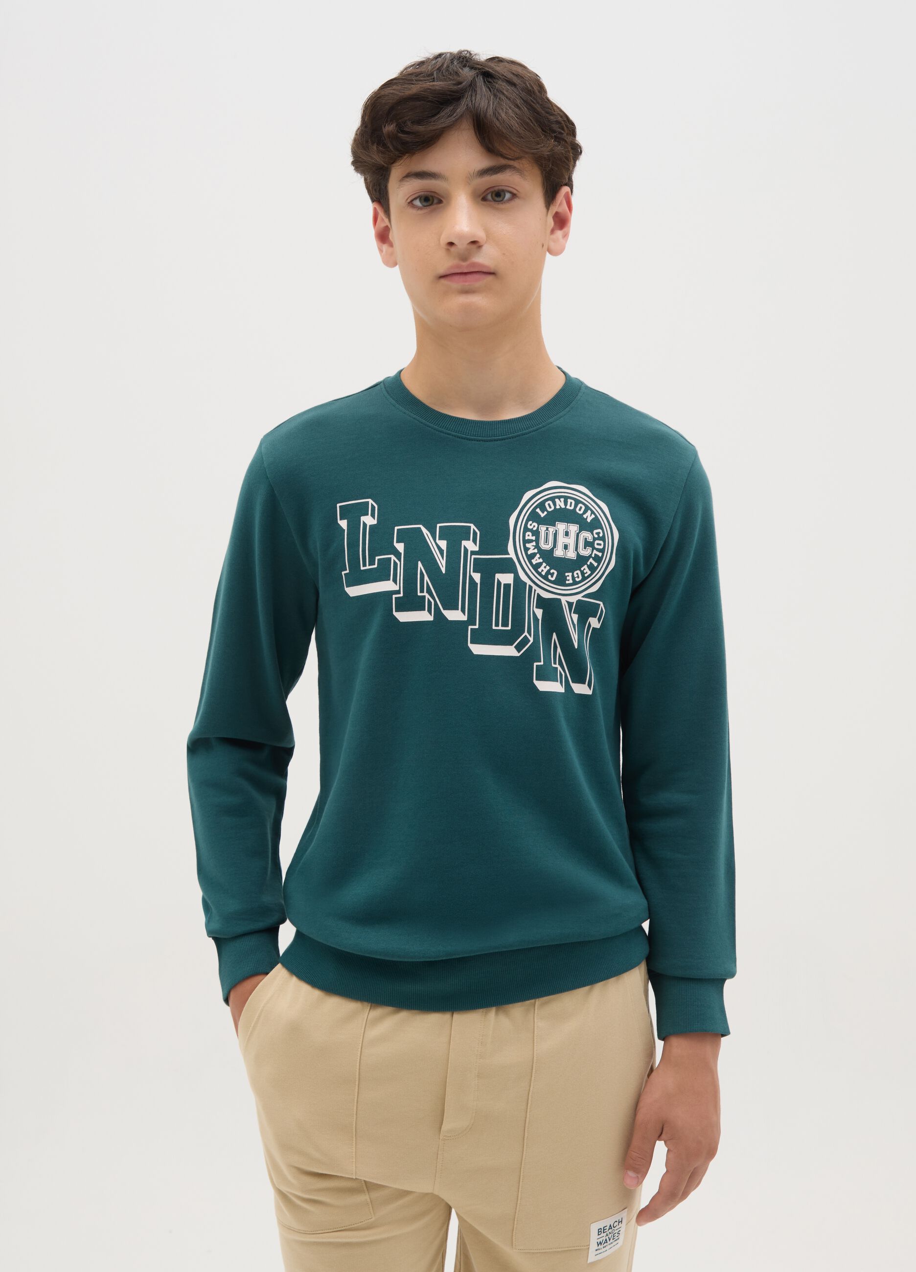 French terry sweatshirt with lettering print