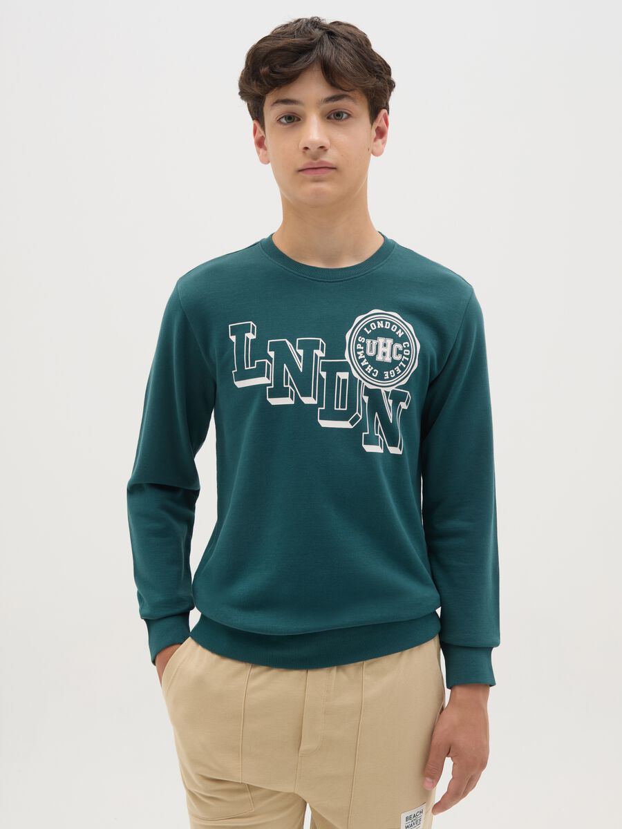 French terry sweatshirt with lettering print_0