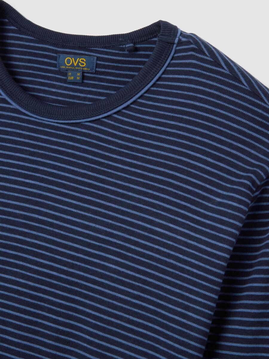 Pigiama blu a righe in puro cotone regular fit_5