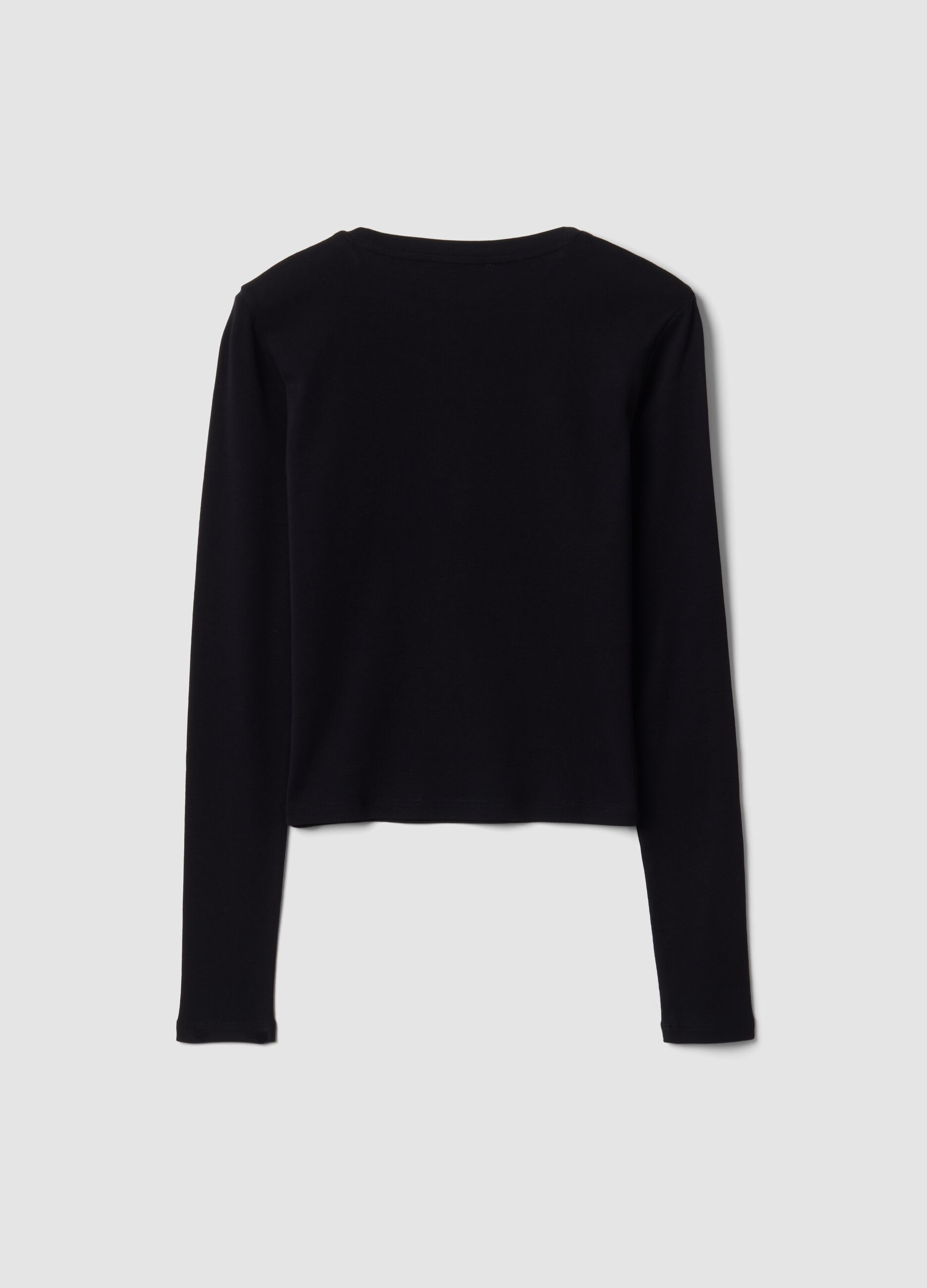 Black pure cotton T-shirt with chest lettering