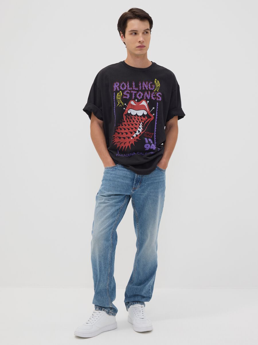 Black pure cotton T-shirt with Rolling Stones print_2