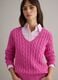 Pink pure cotton regular fit pullover with cable knit design_0