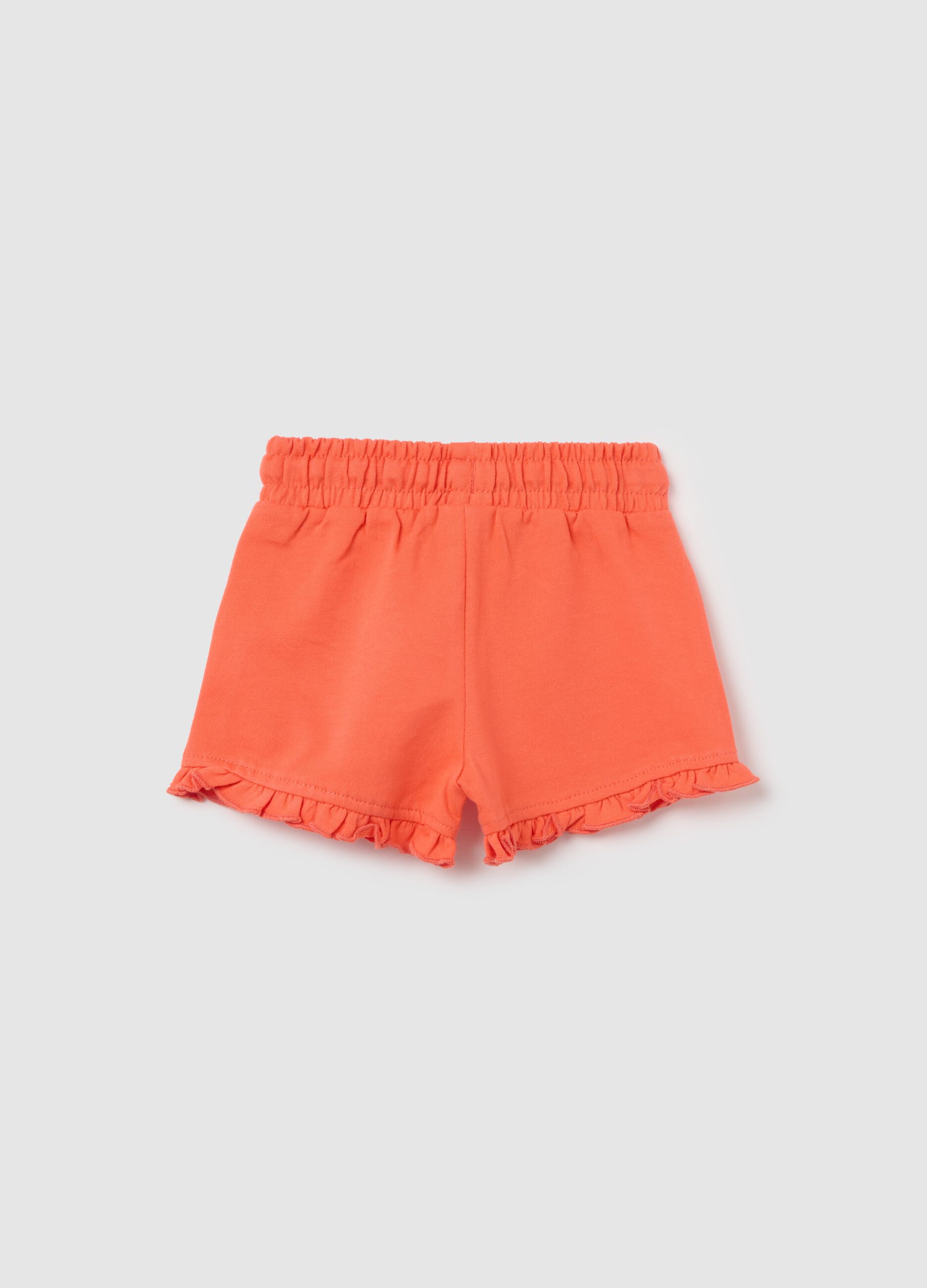 Orange shorts with cotton frills