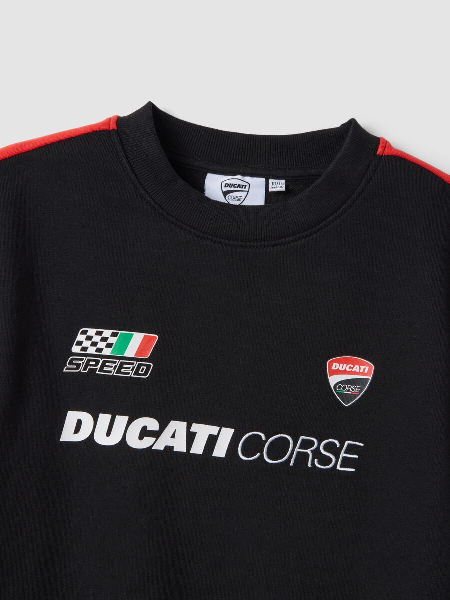 Black cotton-blend sweatshirt with Ducati print, relaxed fit_1
