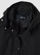 Black padded long jacket, regular fit with hood and zip_1