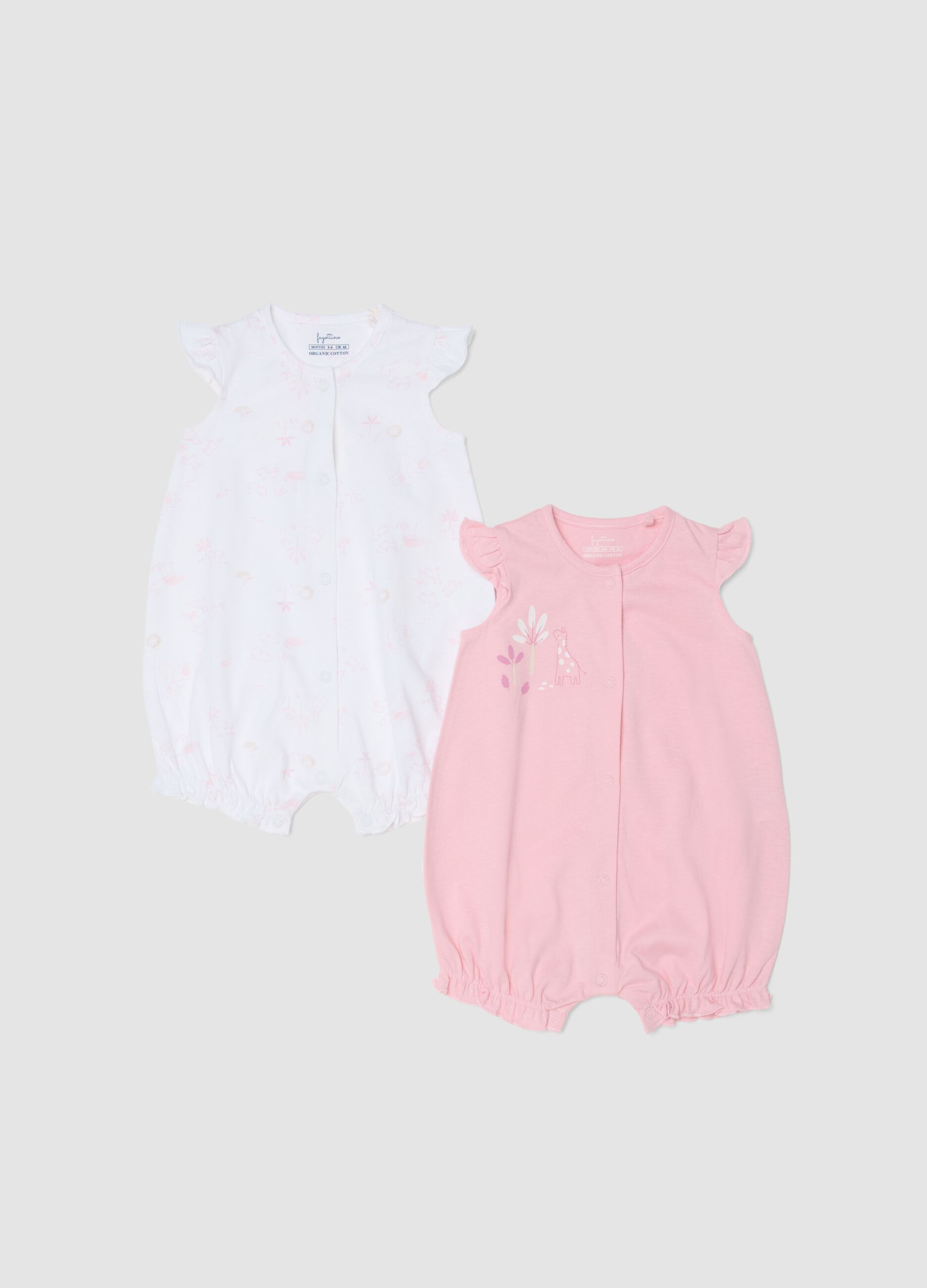 2-pack of multicolour pure cotton baby sleepsuits