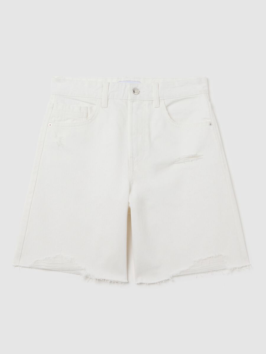 White denim shorts in pure cotton_4