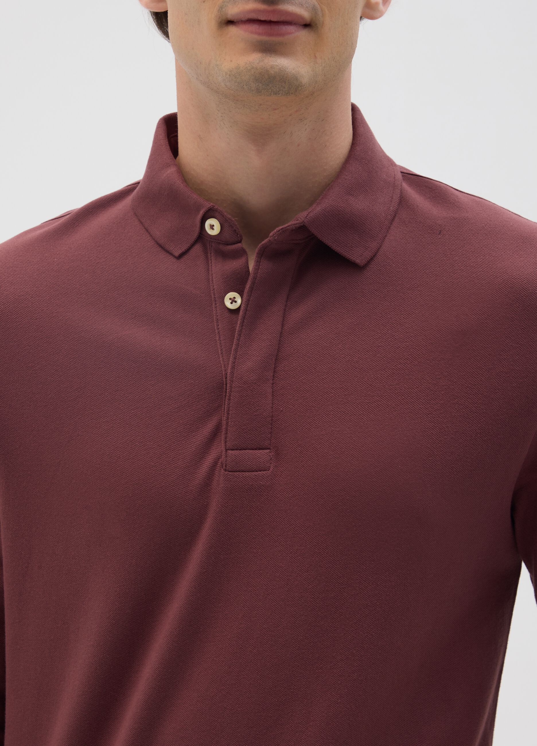 Brown regular fit stretch cotton polo
