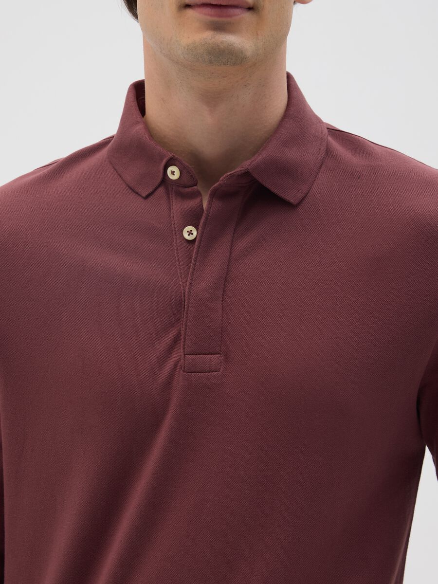 Polo in cotone elasticizzato marrone regular fit_3