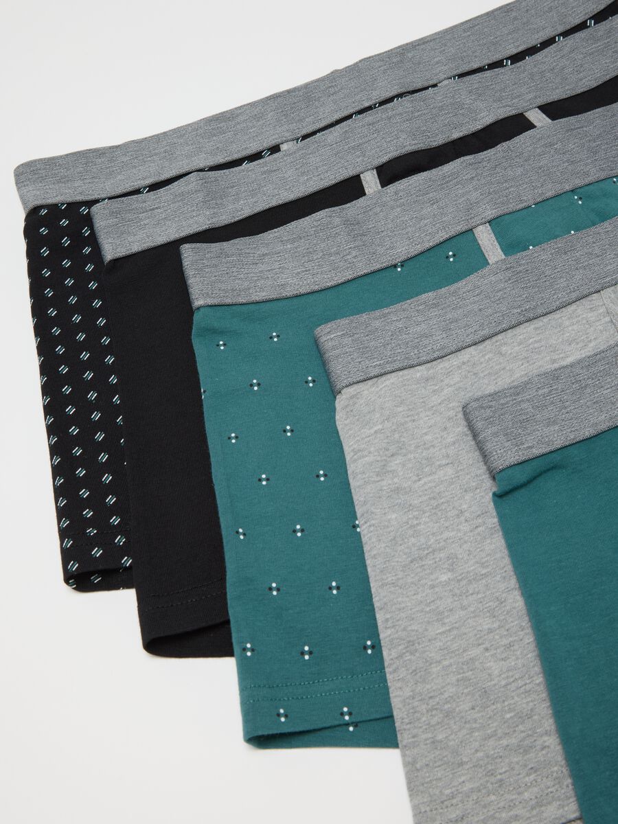 Multipack di cinque boxer in cotone elasticizzato multicolor_1