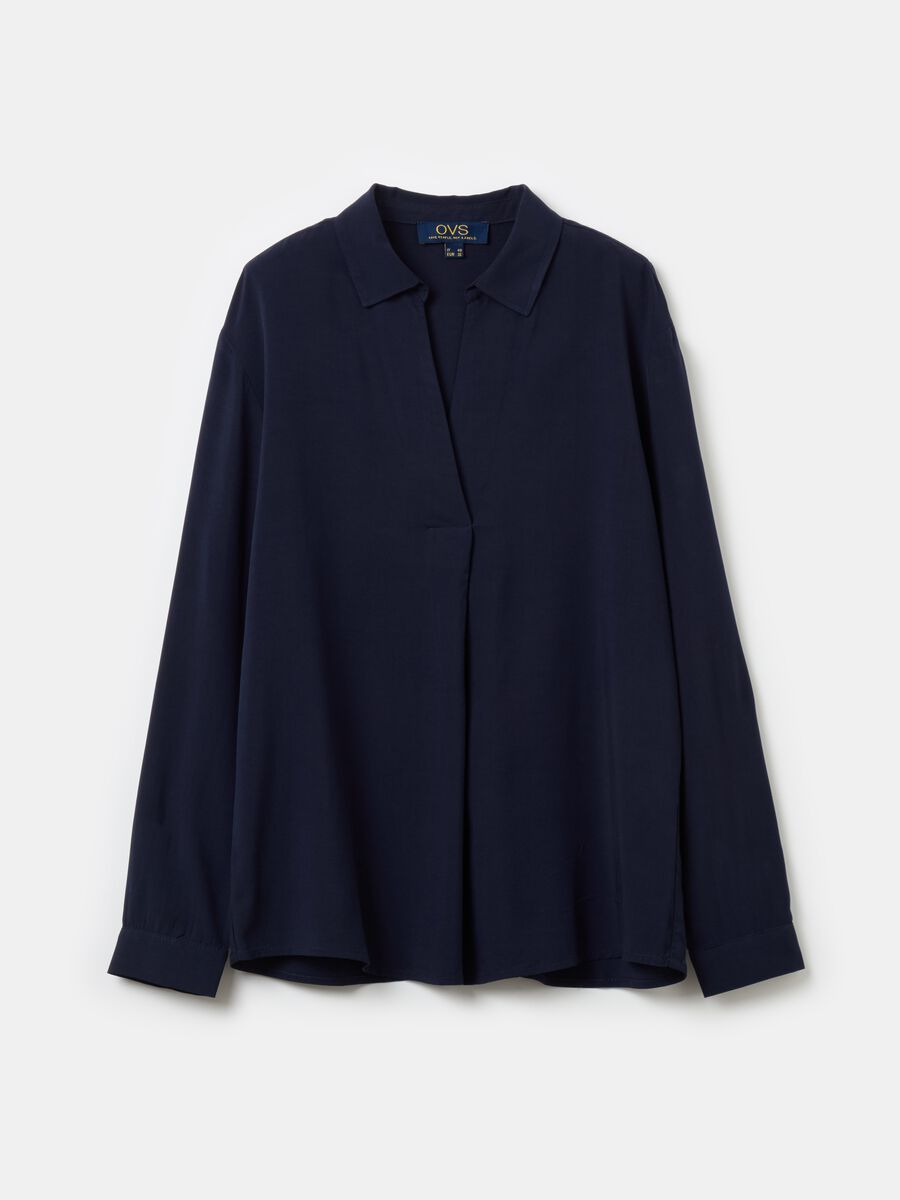 Blusa con scollo a polo maniche lunghe_4