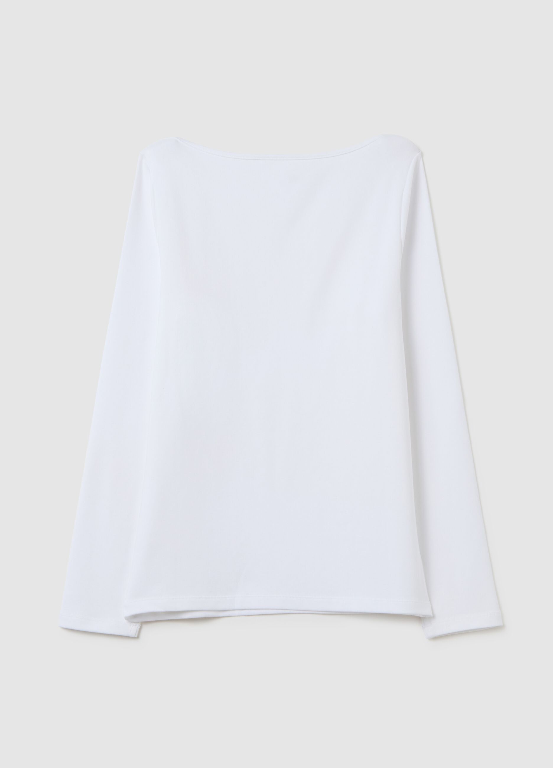 T-shirt in cotton and modal with boat neck