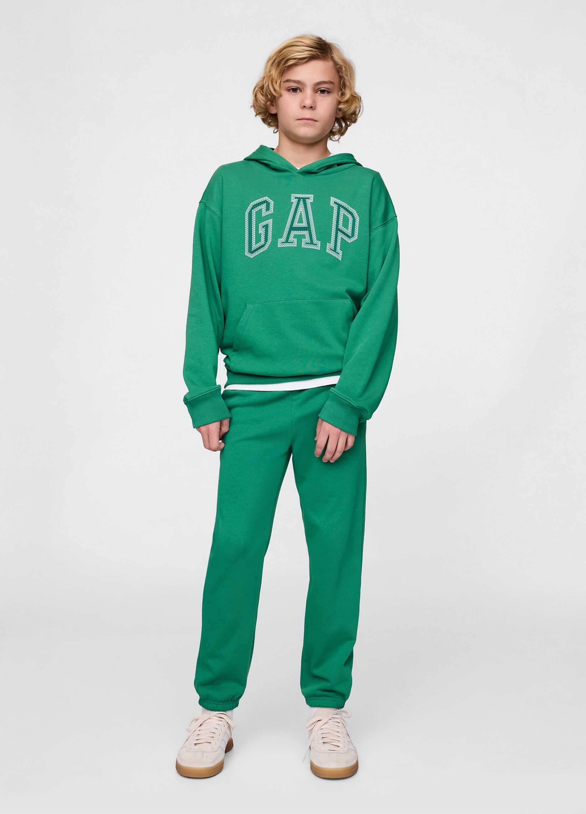 Children's green jogger trousers in cotton blend
