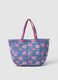 Multicolour beach bag in pure cotton with floral pattern_0