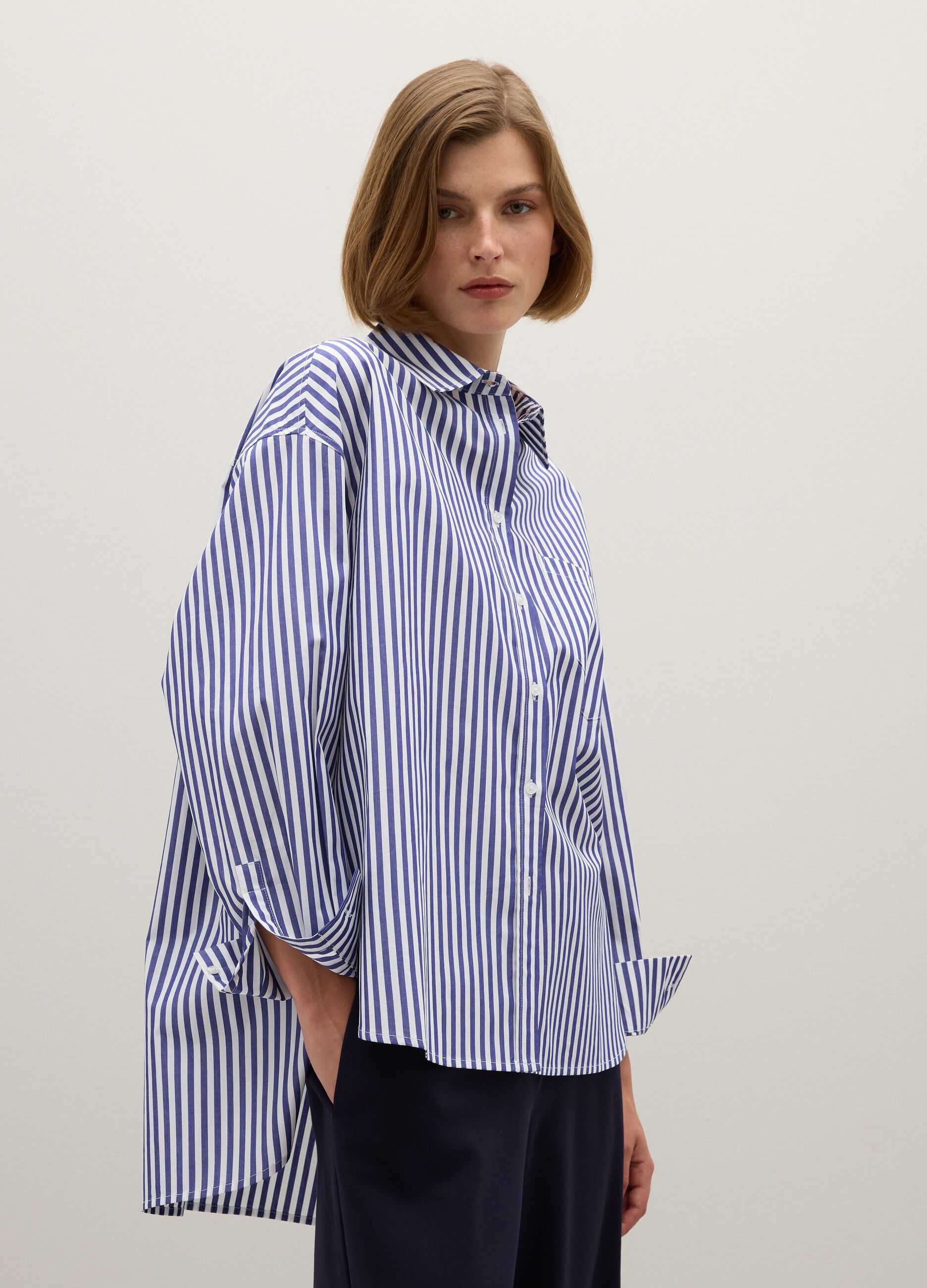 Camicia in puro cotone multicolor oversize