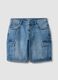 Regular-fit pure cotton blue denim Bermuda shorts_4