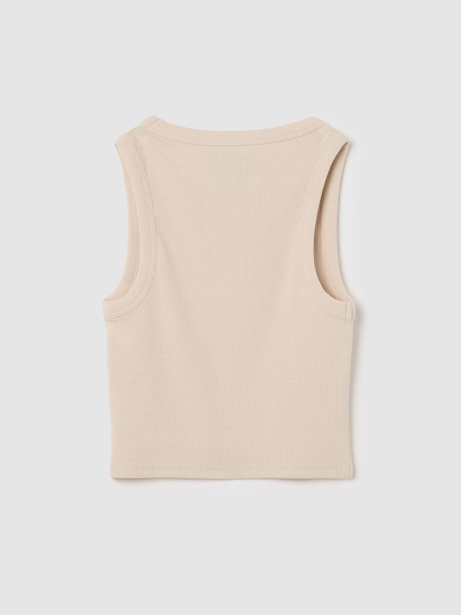 Beige OVS Kids Ribbed Tank Top_1